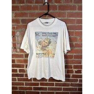 Vintage 90s Oneita Defense Bonds Stamp Shirt White USA Made Short Sleeve Size XL